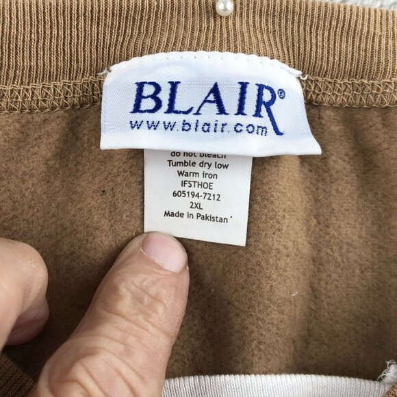 Blair Womens Two-Piece Lounge Top & Pants Set Size 2XL Pullover Brown Travel - Picture 6 of 16